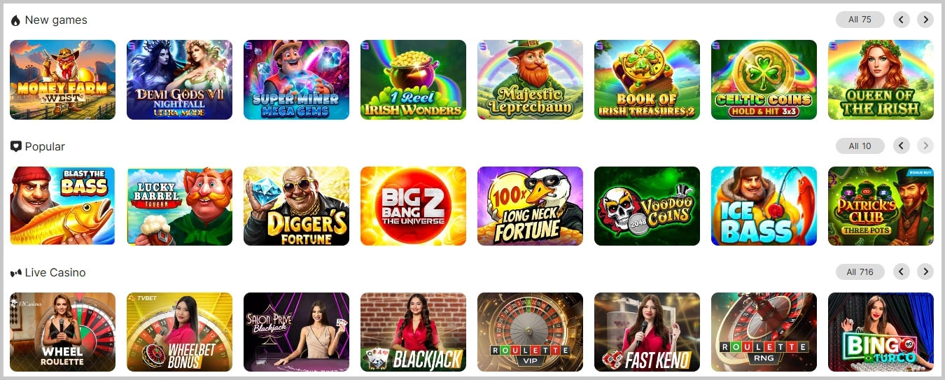 Complete collection of all slot machines at JeevyBet Casino